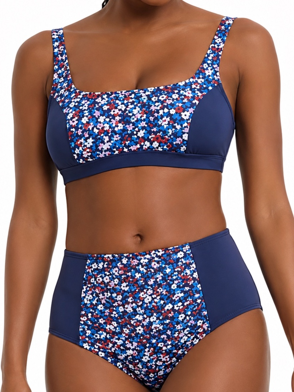 Lands’ End x Draper James NEW Floral Bikini Set 22W High Waist Square Neck Swim